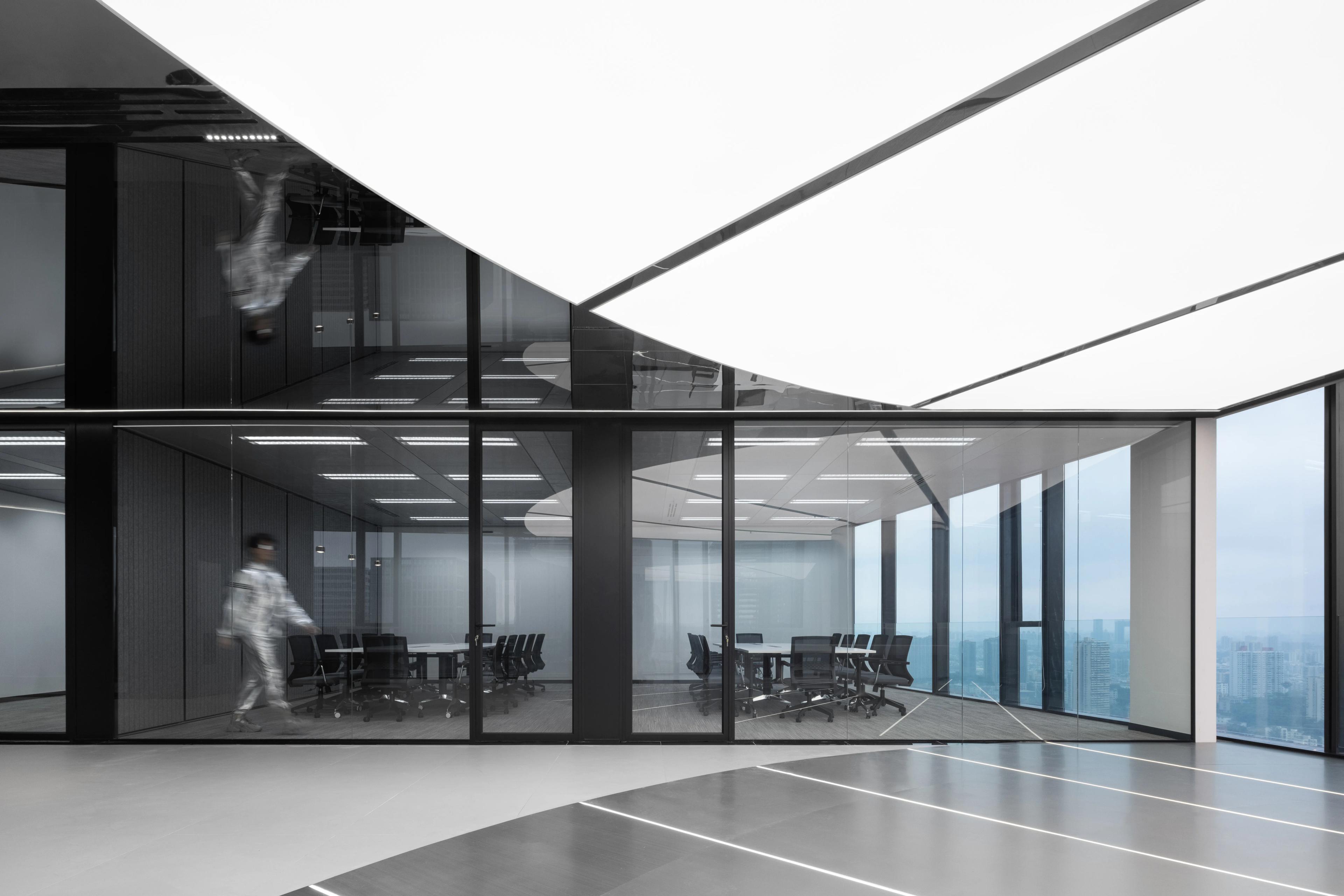 Glass partition meeting room